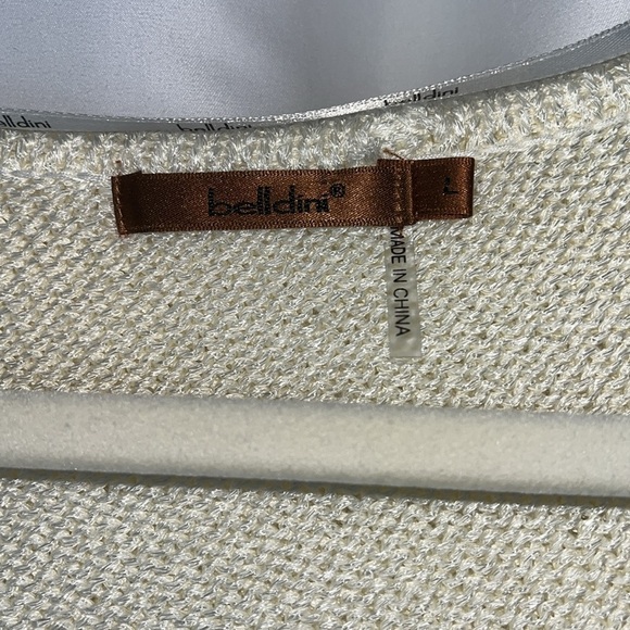 Belldini slinky shimmery soft v neck popover comfy sweater Sz L cream color - Picture 7 of 12